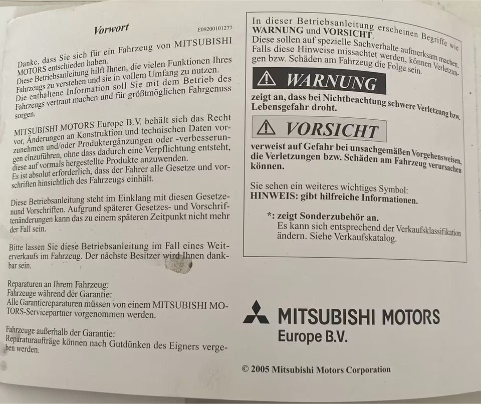 Betriebsanleitung Mitsubishi Colt CZ3/Colt CZT