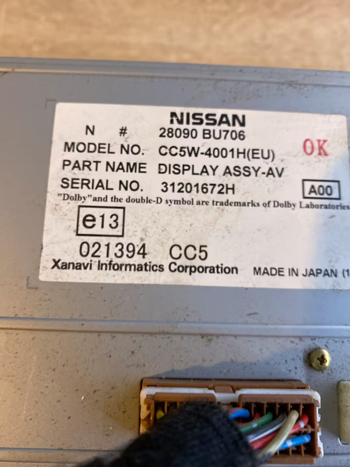 Nissan Almera Tino Display 28090BU706 CC5W-4001H