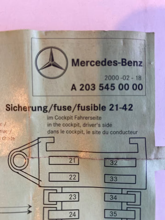 Mercedes W203 Sicherungsaufteilung A2035450000